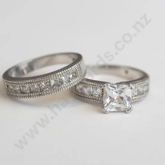 set of silver cz rings stamped 925