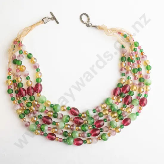 vintage 5 strand glass beads