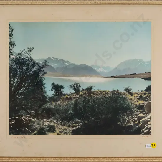 framed Whites Aviation hand coloured photograph "Lake Ohau" (framing needs attention and slight foxing) H - 280 W - 360