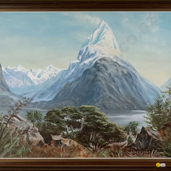 Lloyd Veint 1979 - framed oil "Milford Sound" H - 490 W - 590