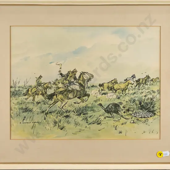 E Castells Capurro '50 - framed print - cowboys H - 250 W - 340