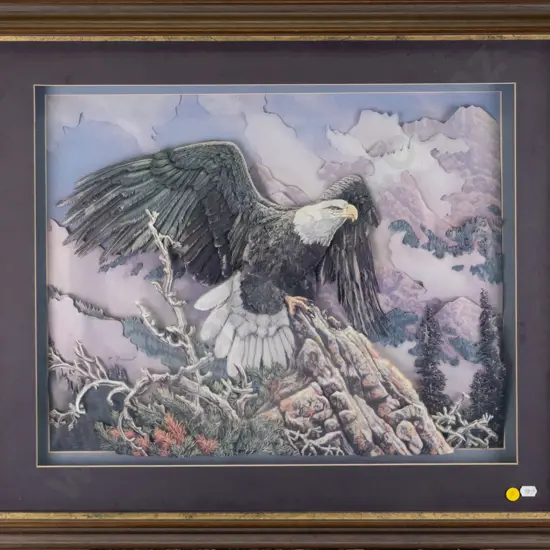 Amy Mckay - framed 3D artwork "Eagle" H - 410 W - 490