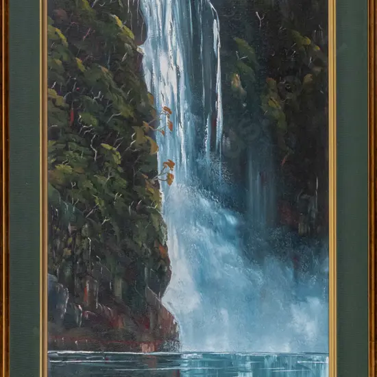 WA Edgerton 1999 - framed oil waterfall H - 520 W - 280