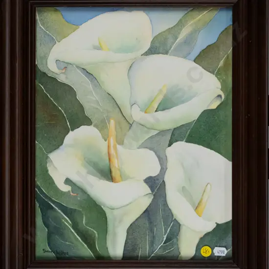 Yvonne Wilkes 1990 - framed watercolour "Behold the lillies" H - 330 W - 260