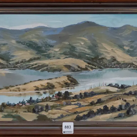 FR Luckman - framed oil on board - harbour scene H-245 W-500