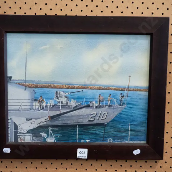 framed watercolour - navy boat