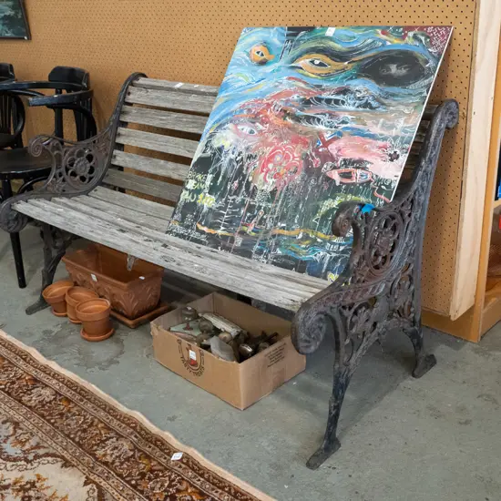 cast iron ended garden bench seat