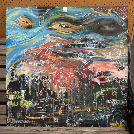 mixed media on board - abstract