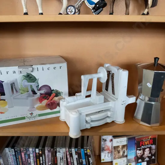spiral slicer and a stovetop espresso maker