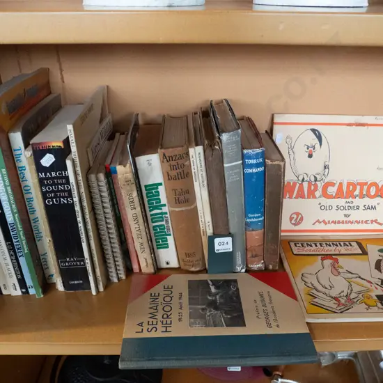 shelf of military and other books