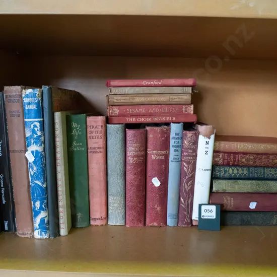 shelf of vintage books