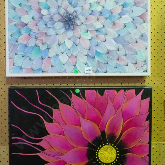 2 floral acrylics on canvas