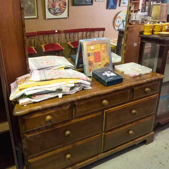 solid wood 9-drawer mirror-back dresser H-1470 W-1250 D-400