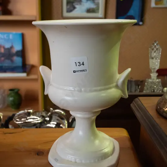 Crown Lynn double handled vase - some staining inside H-240