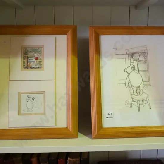 2 framed Winnie the Pooh prints