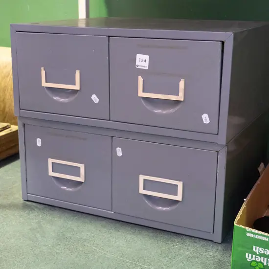 2 small 2-drawer metal filing cabinets