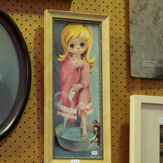 framed retro print - girl in bath