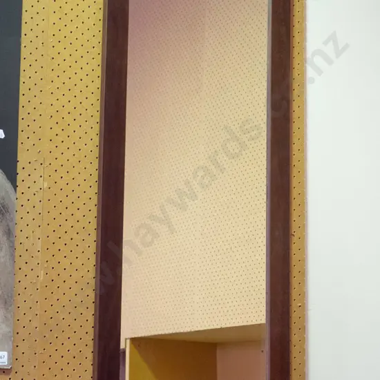 wood-framed wall mirror