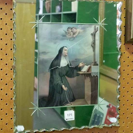 mirror framed religious print