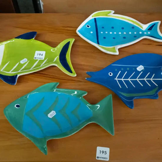 4 fish themed plates