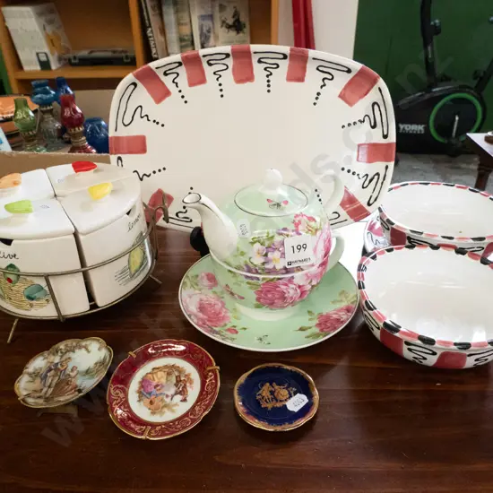 retro segmented serving dish, tea for one, Limoges miniatures etc.