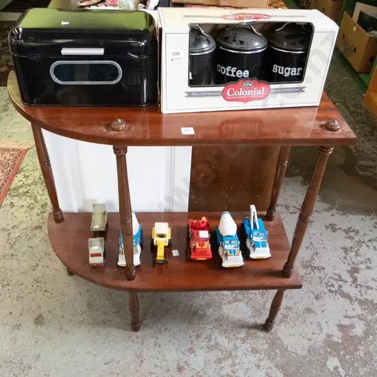 mahogany rounded-end open shelf