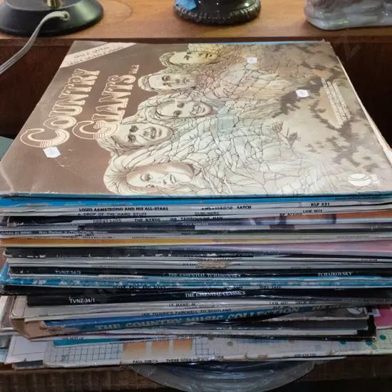 stack of country and western LPs