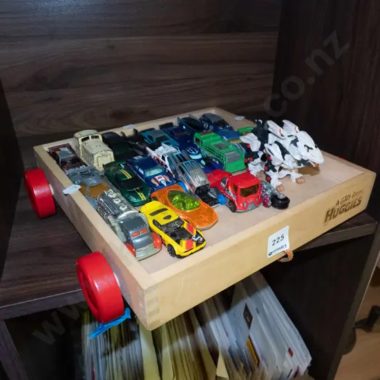 wooden trolley, toy vehicles