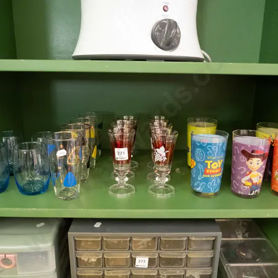 shelf of glasses