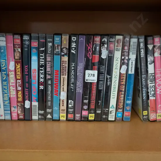 shelf of DVDs