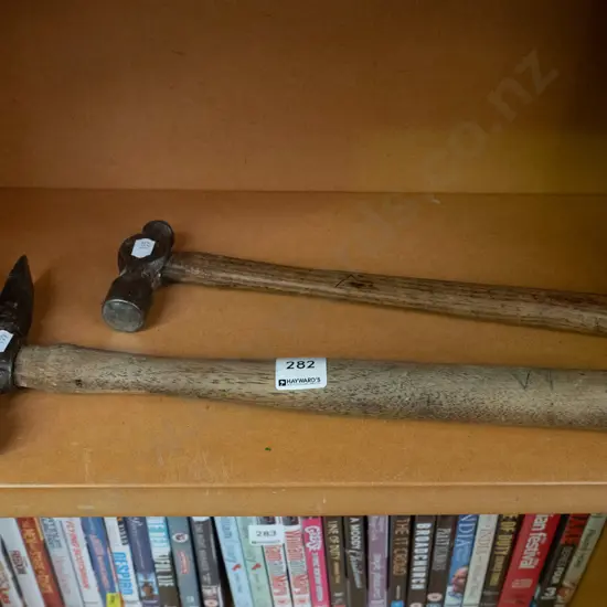 2x wooden handled hammers
