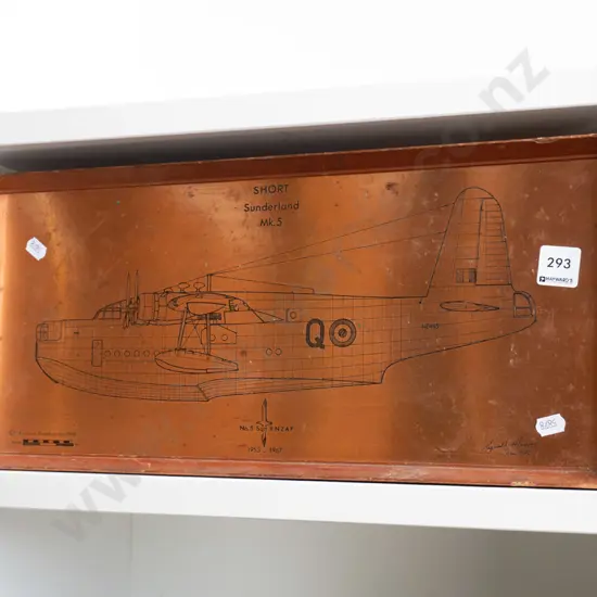 etched copper picture - Sunderland flying plane