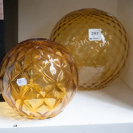 2 glass globe light fittings