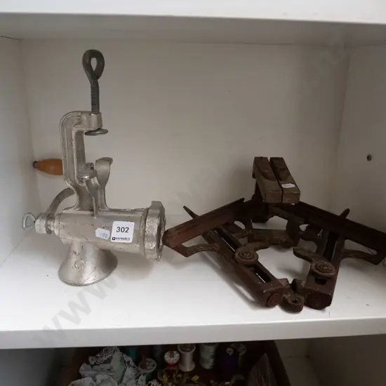 bench top mincer and a picture framer's clamp