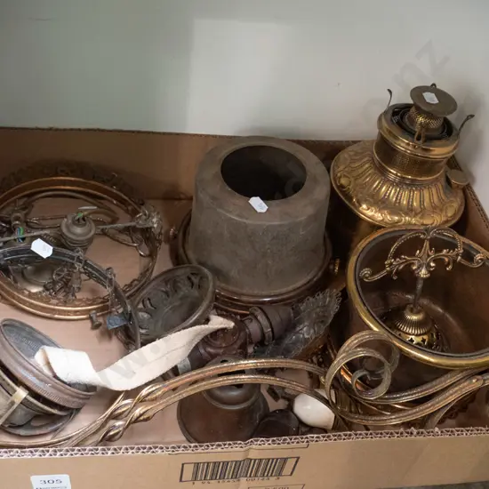 box of hanging kerosene lantern parts
