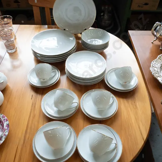Hutschenreuther cream & gold rim dinnerware items