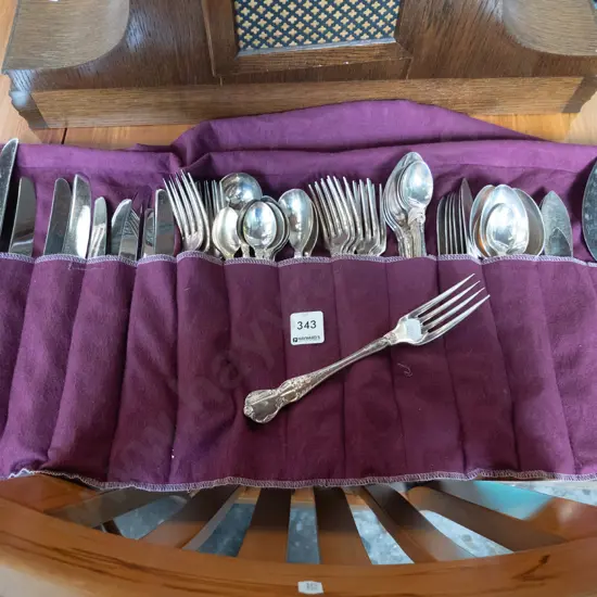 plated cutlery in cloth storage bag