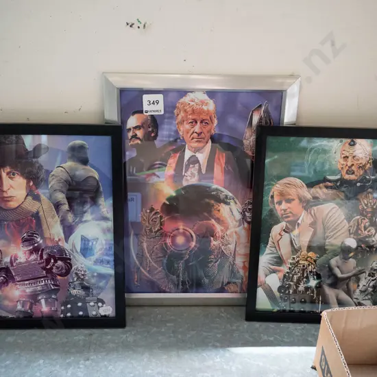 3 framed Dr. Who prints
