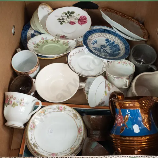 box of cups, saucers, jugs, etc.