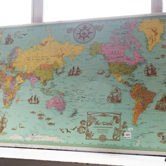 map of the world print on board