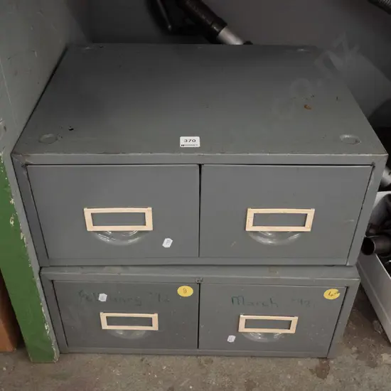 2x 2-drawer metal filing cabinets