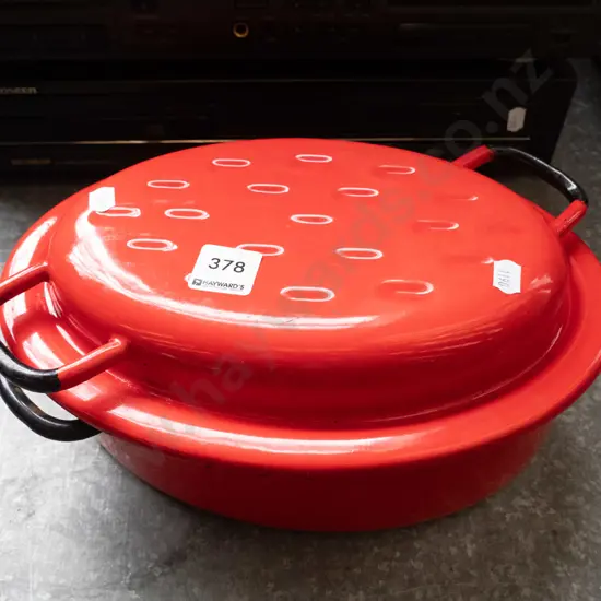 cast iron enamel lidded casserole