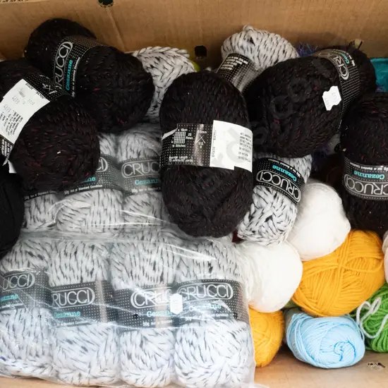 box of knitting yarn