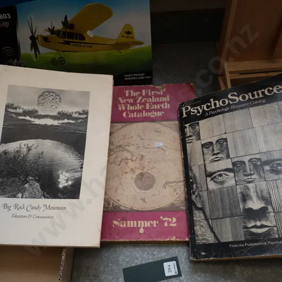 3 retro books - Psycho Sources and Big Rock Candy Mountain, 1st NZ Whole Earth catalog