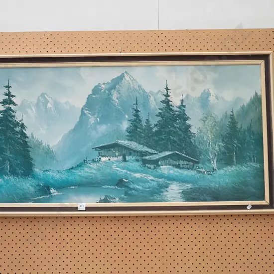 framed print - mountain scene - faded