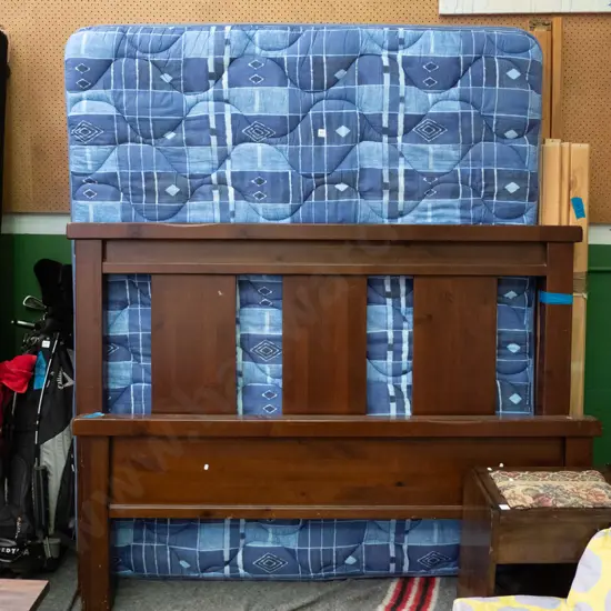 king slat bed and mattress with solid timber bed ends