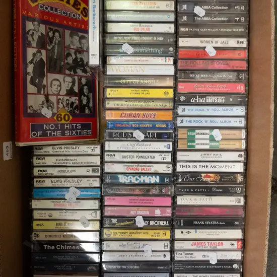 box of cassette tapes