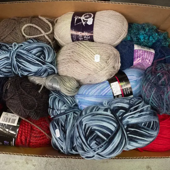 box of knitting yarn