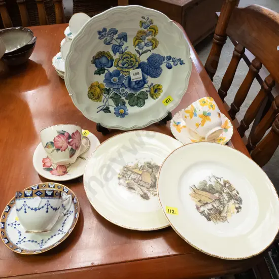 3 cups & saucers and 2 plates