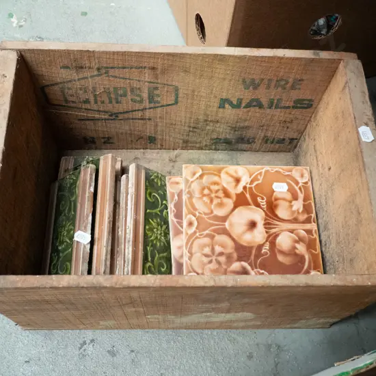 wooden crate and fire register tiles